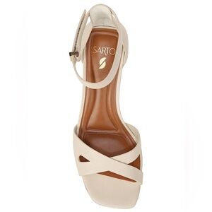 SARTO BY FRANCO SARTO Lusso Ankle Strap Block Heel Sandal Bone Off White 8